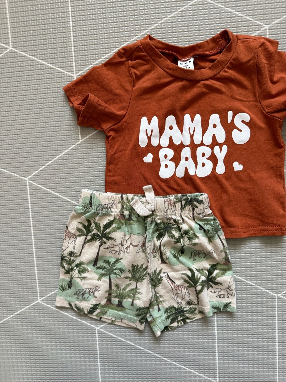 Bundles|Baby boy “Mama's Baby” Rust orange Short Sleeve Tee & tropical shorts•••